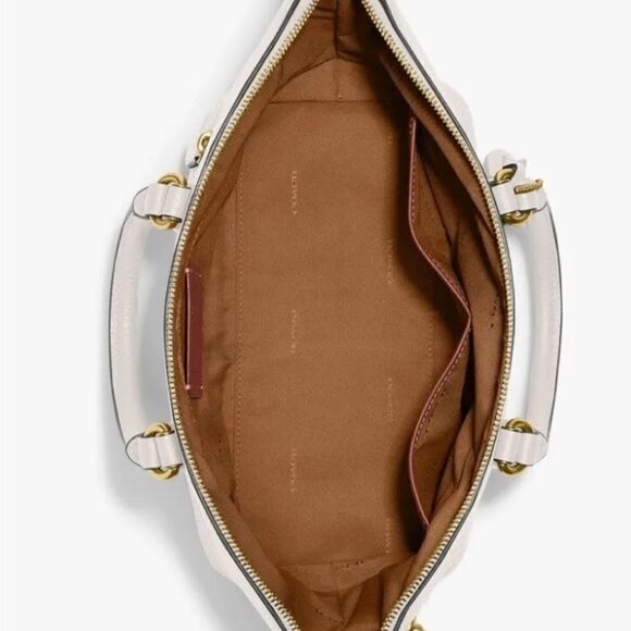 Coach - Cara Soft Pebble Leather Satchel Crossbody Bag. Dust Bag Chalk - Picture 13 of 15